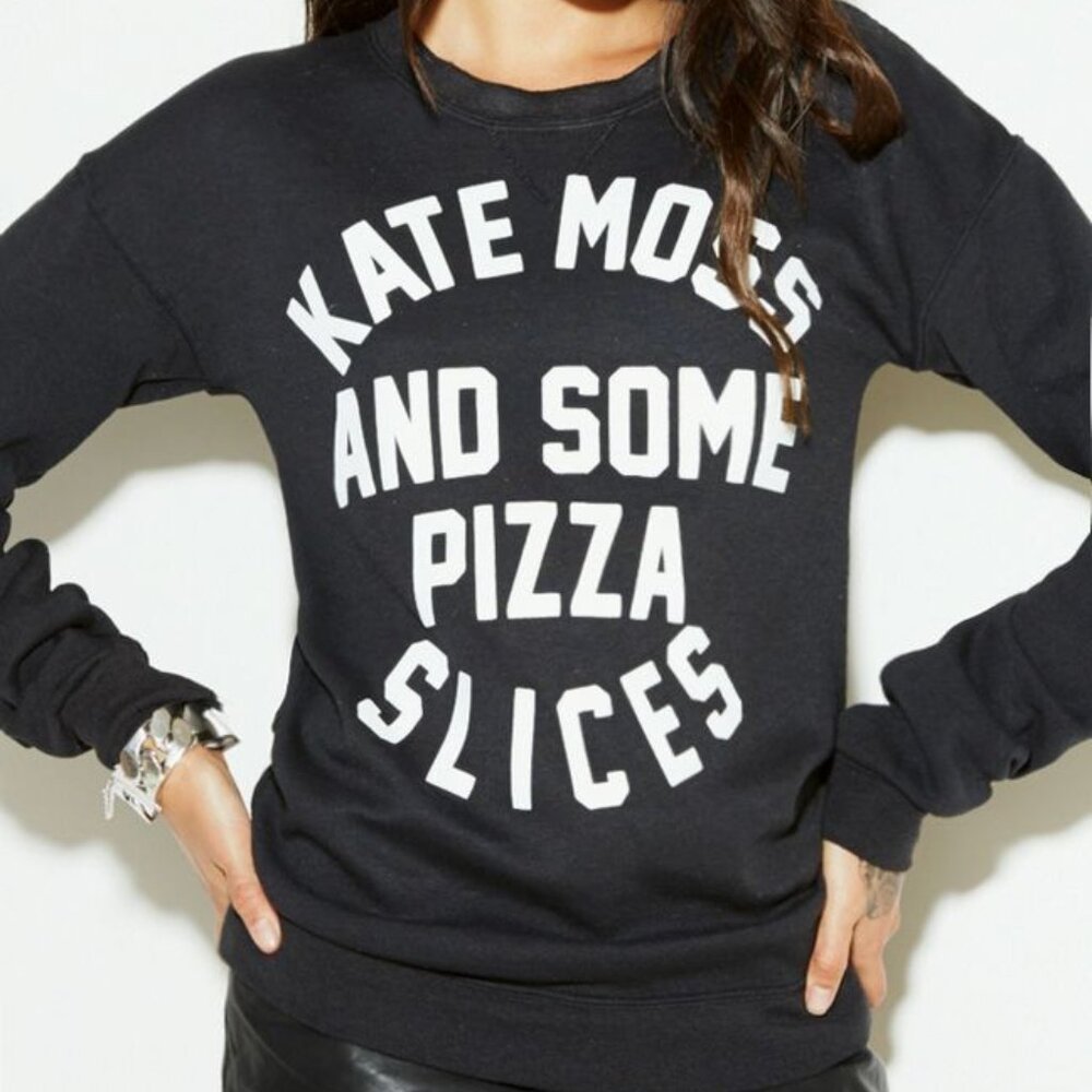 Iconic KATE MOSS AND SOME PIZZA SLICES black sweatshirt